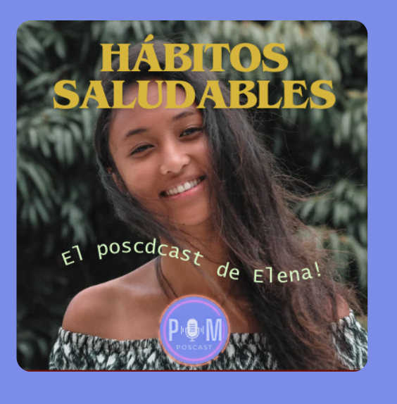 Portada de un podcast "Hábitos saludables"con el logo de la marca PAM debajo. Plataforma de podcast interactiva.